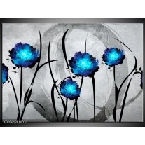 Glas schilderij Tulp | Grijs, Blauw, Zwart 