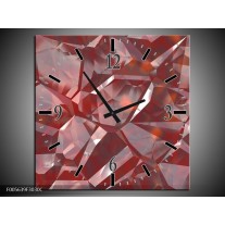 Wandklok op Canvas Art | Kleur: Rood, Grijs, Wit | F005639C