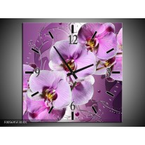 Wandklok op Canvas Orchidee | Kleur: Paars | F005695C