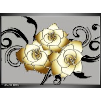 Foto canvas schilderij Roos | Grijs, Creme, Zwart 