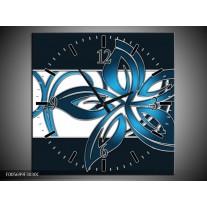 Wandklok op Canvas Art | Kleur: Blauw, Zwart, Wit | F005699C