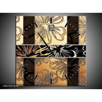 Wandklok op Canvas Art | Kleur: Geel, Creme Bruin | F005701C