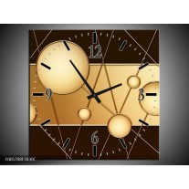 Wandklok op Canvas Cirkel | Kleur: Bruin, Creme | F005708C