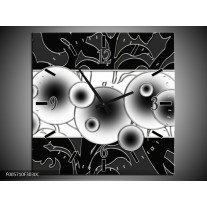 Wandklok op Canvas Cirkel | Kleur: Zwart, Wit | F005710C