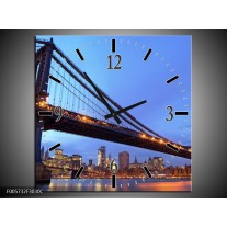 Wandklok op Canvas New York | Kleur: Blauw | F005732C