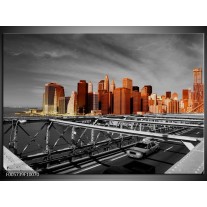 Foto canvas schilderij New York | Oranje, Grijs, Zwart 