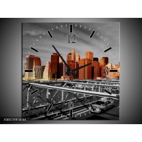 Wandklok op Canvas New York | Kleur: Oranje, Grijs, Zwart | F005739C