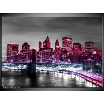 Foto canvas schilderij New York | Paars, Zwart 