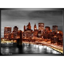 Foto canvas schilderij New York | Bruin, Zwart 