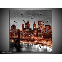 Wandklok op Canvas New York | Kleur: Bruin, Zwart | F005745C