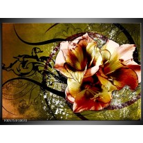 Foto canvas schilderij Lelie | Bruin, Groen 