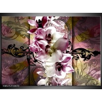 Foto canvas schilderij Orchidee | Paars, Wit 