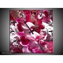 Wandklok op Canvas Orchidee | Kleur: Roze, Wit | F005759C