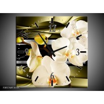 Wandklok op Canvas Orchidee | Kleur: Groen, Creme | F005768C