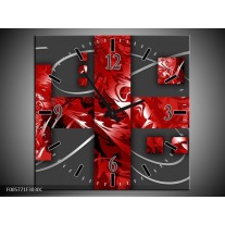 Wandklok op Canvas Art | Kleur: Rood, Grijs | F005771C