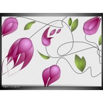 Foto canvas schilderij Tulp | Paars, Groen, Creme 