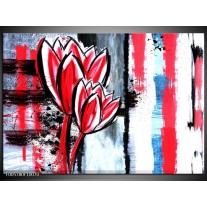 Glas schilderij Tulp | Rood, Zwart, Wit 