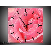 Wandklok op Canvas Roos | Kleur: Roze | F005791C