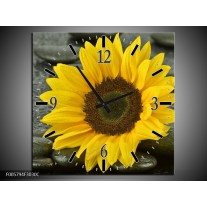 Wandklok op Canvas Zonnebloem | Kleur: Geel, Zwart | F005794C