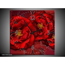 Wandklok op Canvas Bloem | Kleur: Rood | F005799C