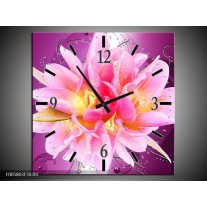 Wandklok op Canvas Modern | Kleur: Roze, Paars | F005803C