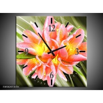 Wandklok op Canvas Modern | Kleur: Groen, Roze, Geel | F005820C