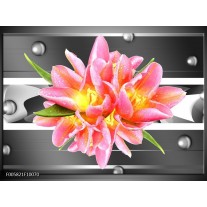 Foto canvas schilderij Modern | Roze, Grijs 