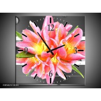 Wandklok op Canvas Modern | Kleur: Roze, Grijs | F005821C