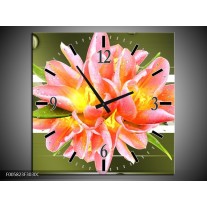 Wandklok op Canvas Modern | Kleur: Groen, Roze | F005823C