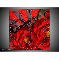 Wandklok op Canvas Modern | Kleur: Rood, Zwart | F005825C