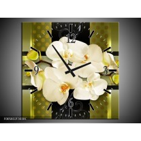 Wandklok op Canvas Orchidee | Kleur: Groen | F005832C