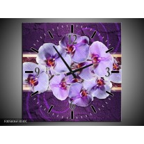 Wandklok op Canvas Orchidee | Kleur: Paars | F005836C