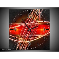 Wandklok op Canvas Modern | Kleur: Rood, Oranje, Zwart | F005837C