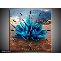 Wandklok op Canvas Modern | Kleur: Blauw, Bruin | F005841C