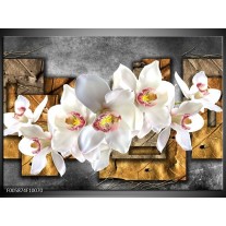 Foto canvas schilderij Orchidee | Grijs, Bruin, Wit 