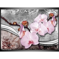 Foto canvas schilderij Orchidee | Roze, Grijs 