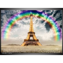 Foto canvas schilderij Eiffeltoren | Goud, Grijs 