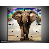 Wandklok op Canvas Olifant | Kleur: Grijs | F005889C