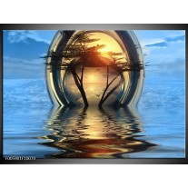 Glas schilderij Boom | Blauw, Geel