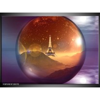 Glas schilderij Eiffeltoren | Paars, Goud, Bruin 