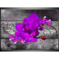 Foto canvas schilderij Orchidee | Paars, Grijs 