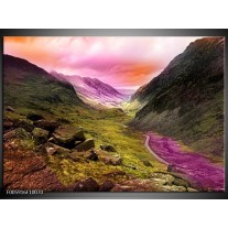 Foto canvas schilderij Bergen | Roze, Paars, Grijs 