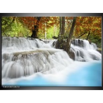 Foto canvas schilderij Waterval | Blauw, Bruin, Grijs 