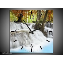 Wandklok op Canvas Waterval | Blauw, Bruin, Grijs | F005930C