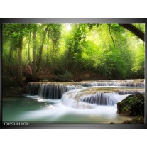 Foto canvas schilderij Waterval | Groen, Blauw, Grijs 