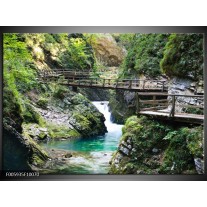 Foto canvas schilderij Brug | Blauw, Groen, Grijs 