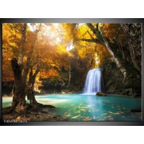 Foto canvas schilderij Waterval | Blauw, Geel, Grijs 