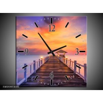 Wandklok op Canvas Brug | Paars, Oranje, Bruin | F005939C