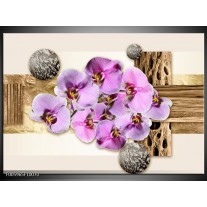 Glas schilderij Orchidee | Roze, Wit, Bruin 