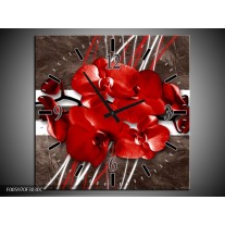 Wandklok op Canvas Orchidee | Rood, Bruin, Wit | F005970C